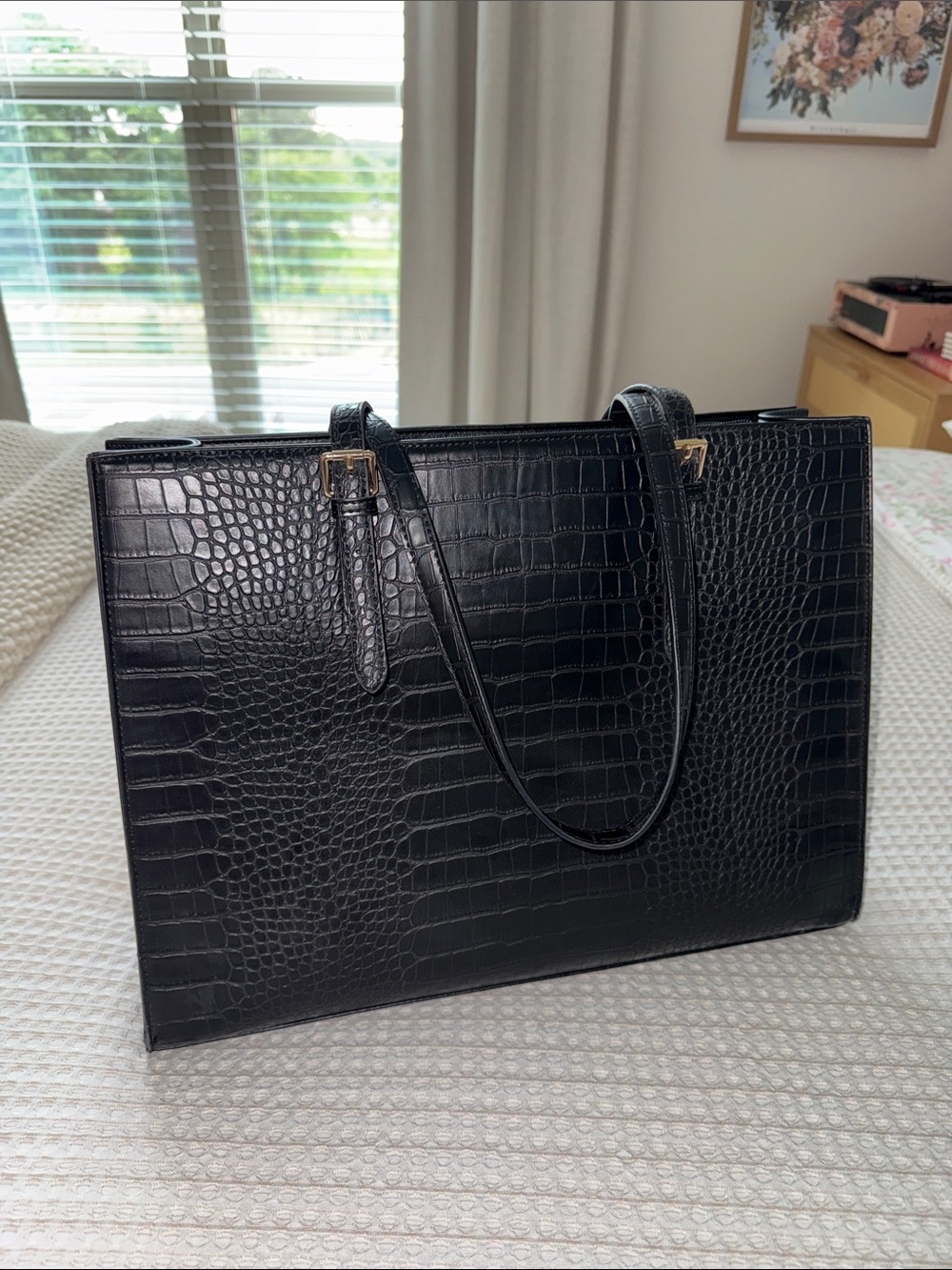 Black Crocodile Tote